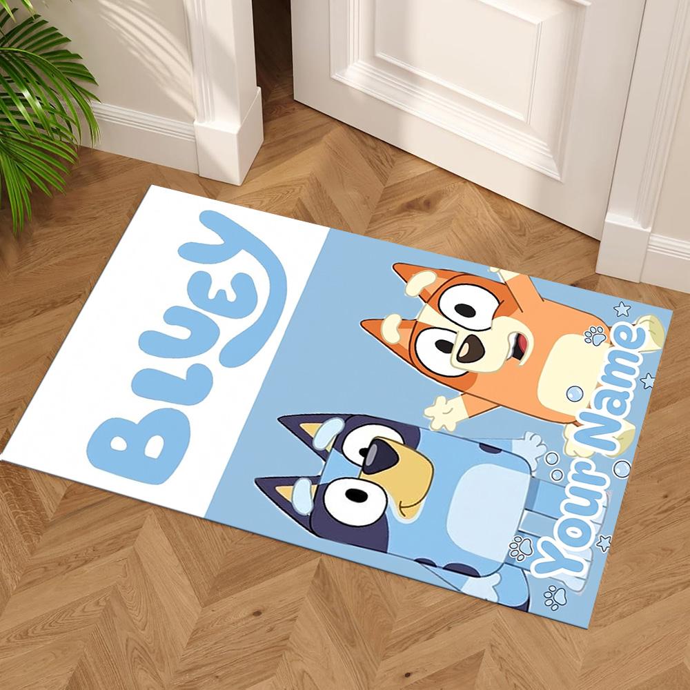 Bluey Personalized Text Area Rug Suitable for Playrooms Study room Hallway Living Rooms Anti-slip Rug Office home decor Birthday/Christmas Gift