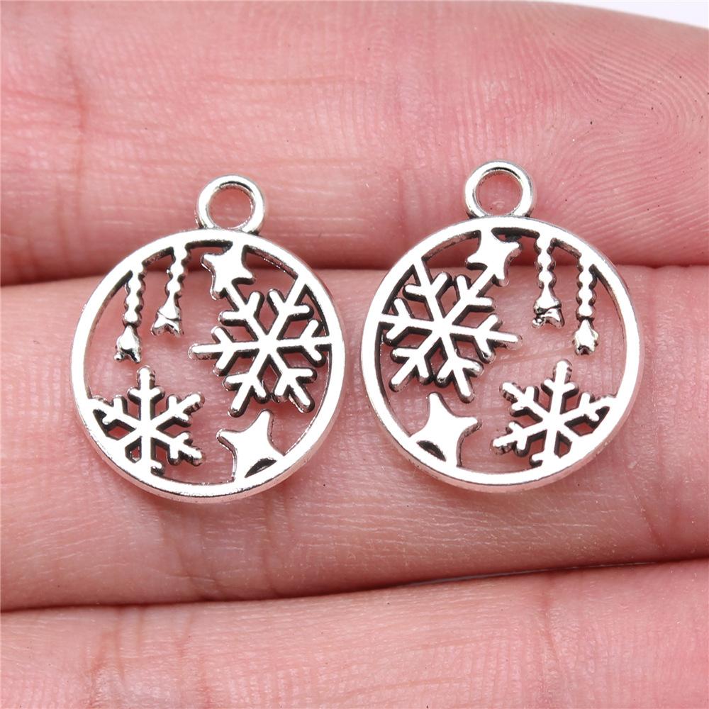 20 Stück Metall Zinklegierung Gemischte Größen Schneeflocken Anhänger Passend für Schmuck Weihnachtsanhänger Komponenten DIY Handgemachtes Basteln