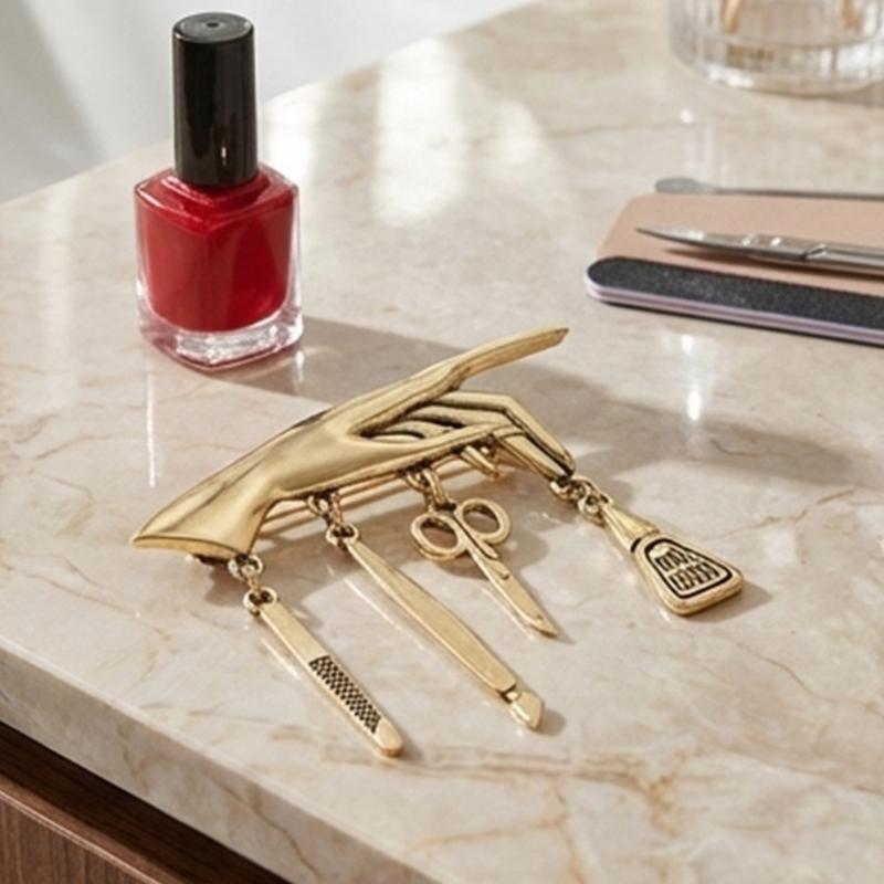 Metal Brooch Hand Nail Polishing Tools And Tassels Ornament Unisex Punk Accessory for Denims Jackets And Bags