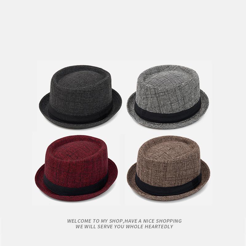 Autumn Winter Men's British Retro Jazz Hat Bowler Hat Women's Plaid Gentleman's Hood
