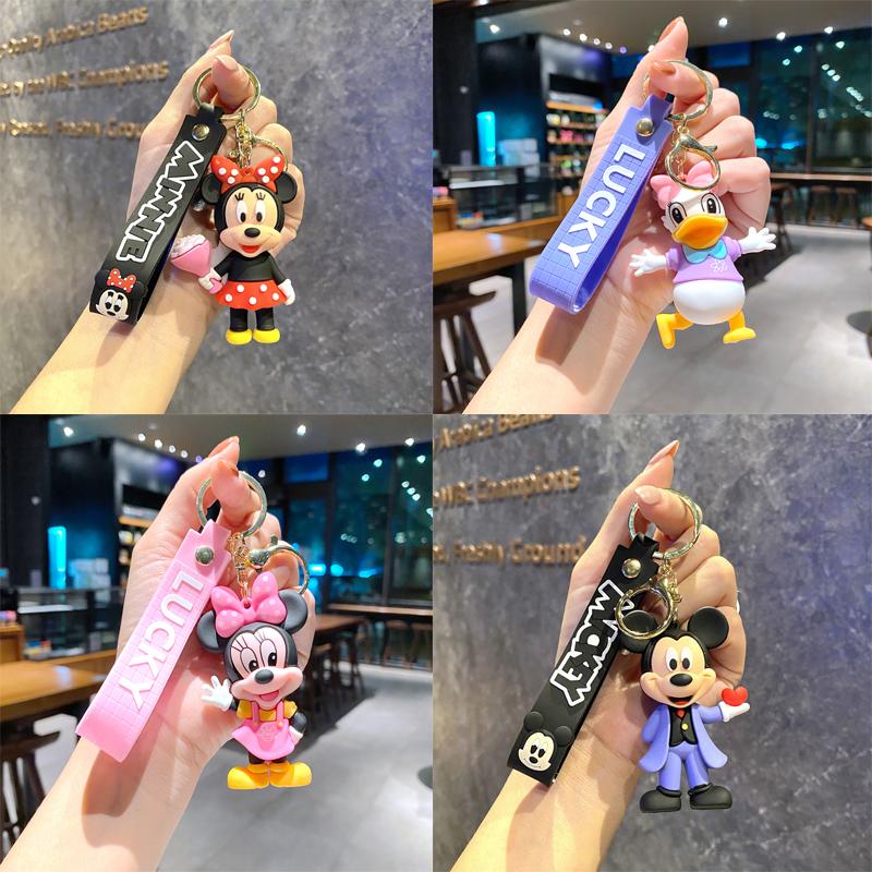 Mickey Minnie PVC Keychain Doll Action Figural Couple Car Key Chain Pendant Hanging Ornaments Wedding Gifts