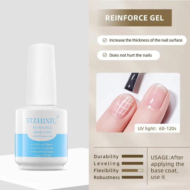 Functional Gel Nail Polish Set: Strengthening Base Coat, Balancing Matte Sealer, Marbling Liquid