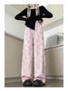 Chinese National Style 2024 Women's Wide-Leg Jacquard High-Waisted Satin Pants