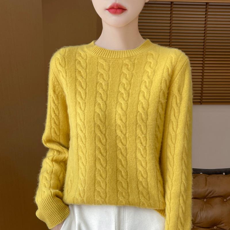 Fashionable Women's Pure Wool Loose Knit Sweater - Casual Autumn/Winter Outerwear