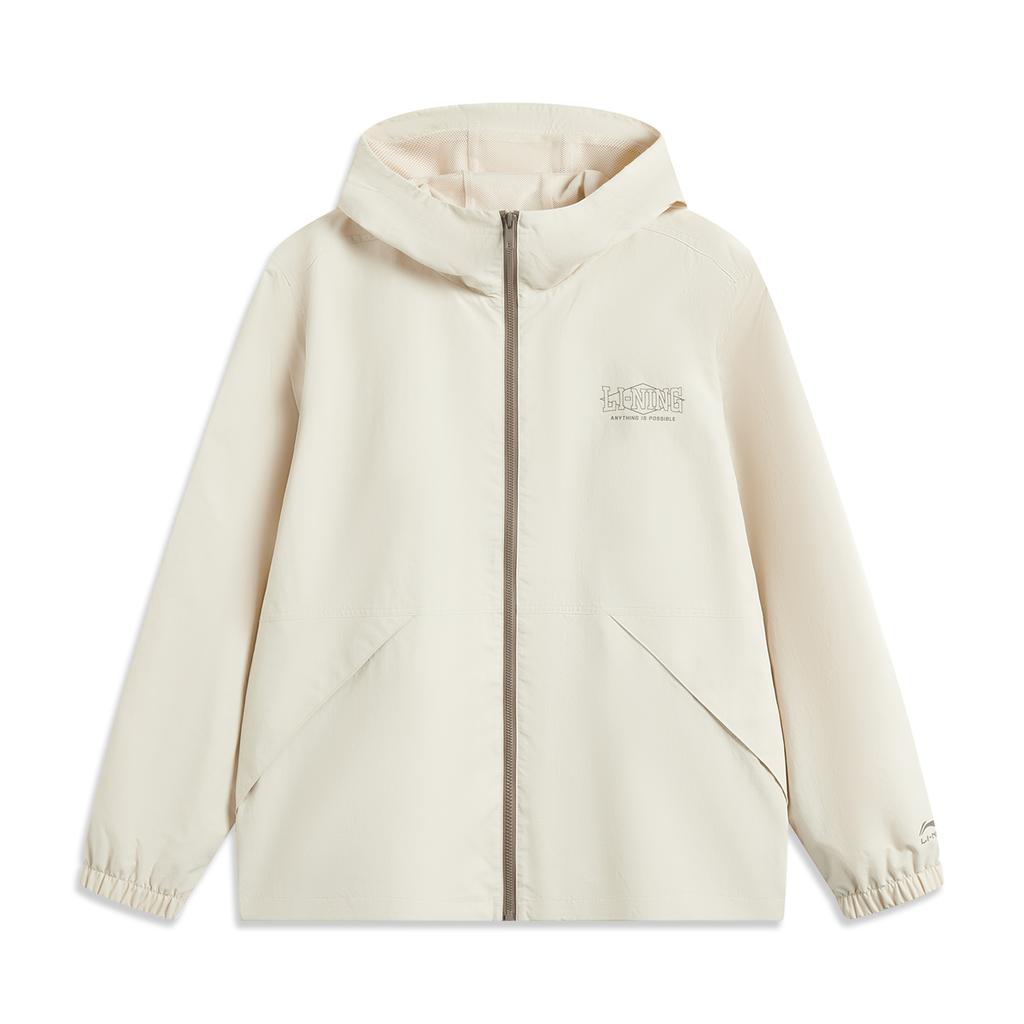 Série Estilo de Vida Esportivo Li Ning High Street Americano Vintage Cardigan Manga Longa Corta-Vento Casaco Solto Unissex Roupa Exterior Areia-Caqui AFDV445-4