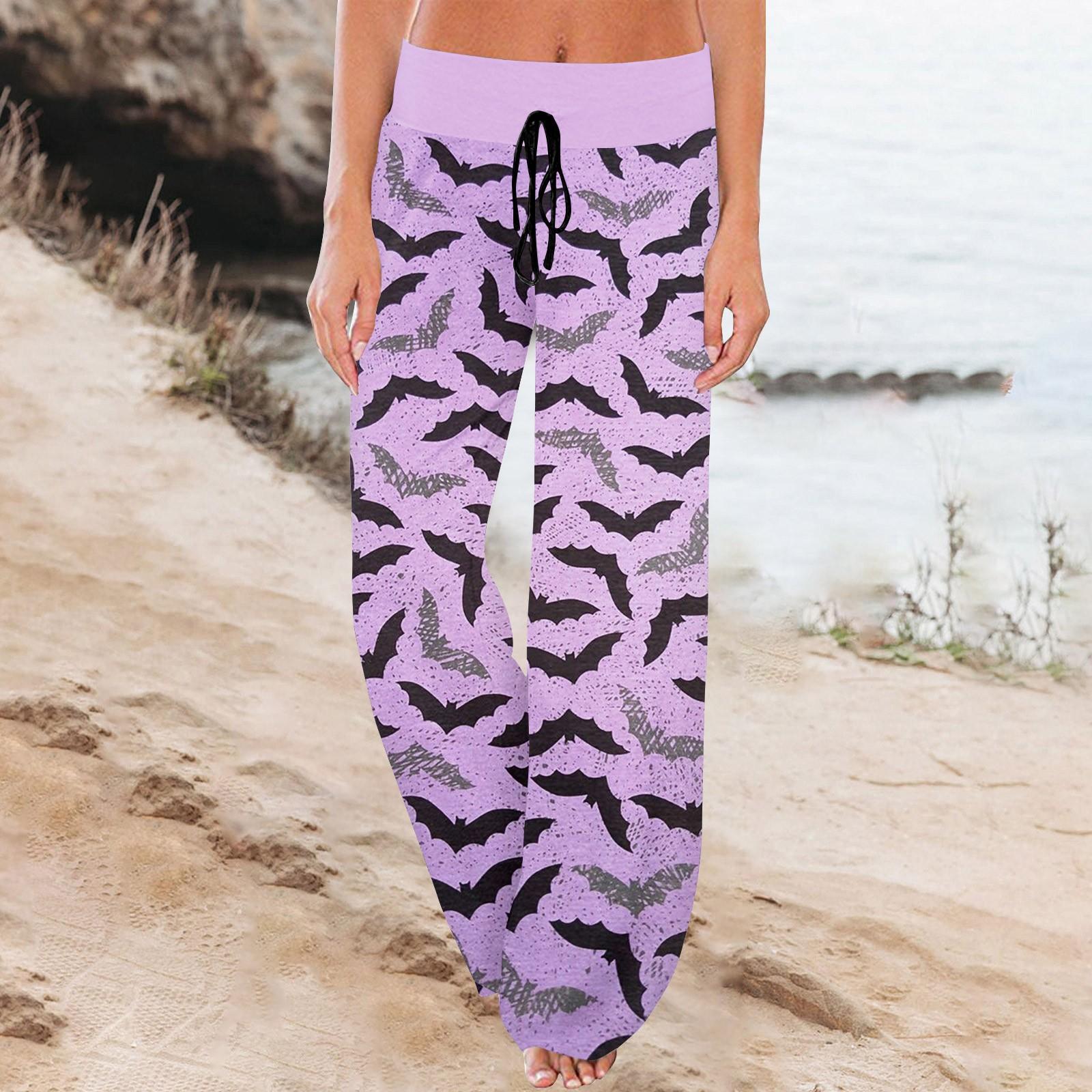 

Женские спортивные брюки, спальные брюки, напечатанные широкие брюки на шнурке, повседневные брюки с карманами XXXL фиолетовый