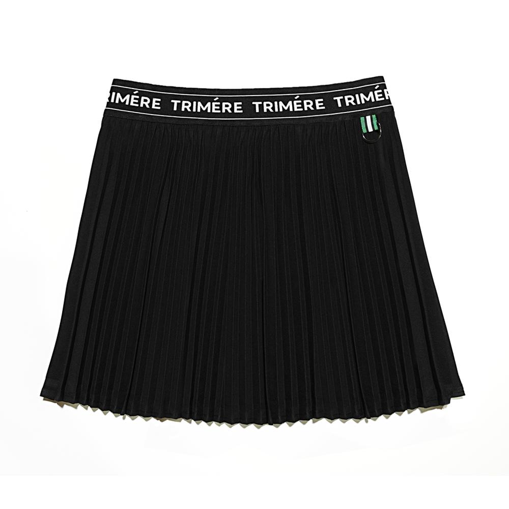 TRIMERE Wrinkle Pleated Elastic Skirt Black