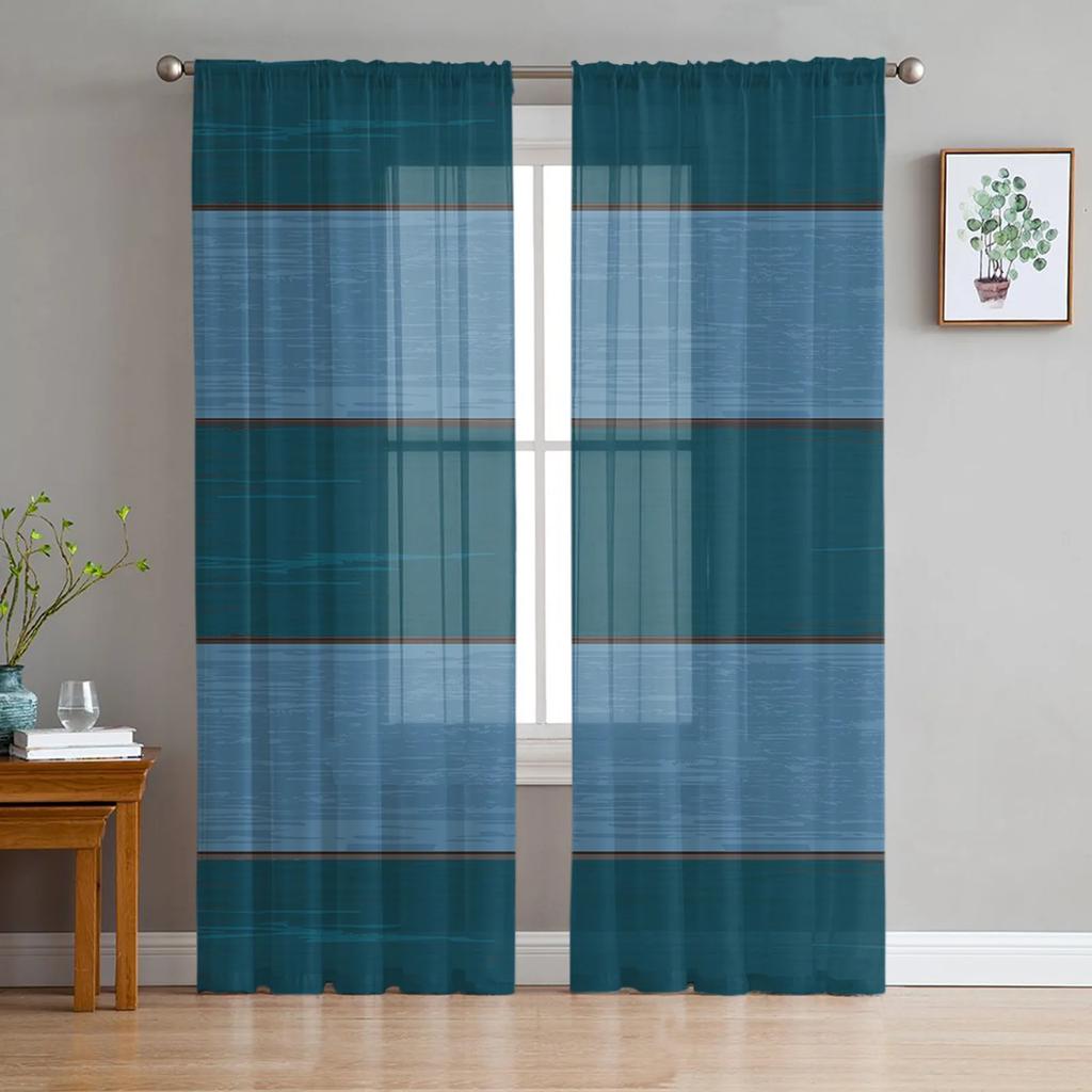 Braune Retro Holzmaserung Rustikale Durchsichtige Vorhänge für Wohnzimmerdekoration Fenstervorhang Küche Tüll Voile Organza Drapierungen
