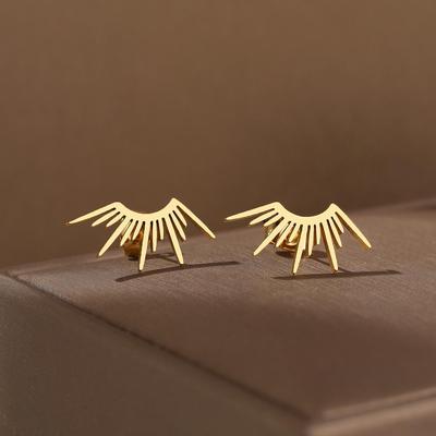Stainless Steel Earrings 2022 Trend Delicate Half Circle Sun Design Fashion Gothic Stud Earrings For Women Jewelry Party Gifts