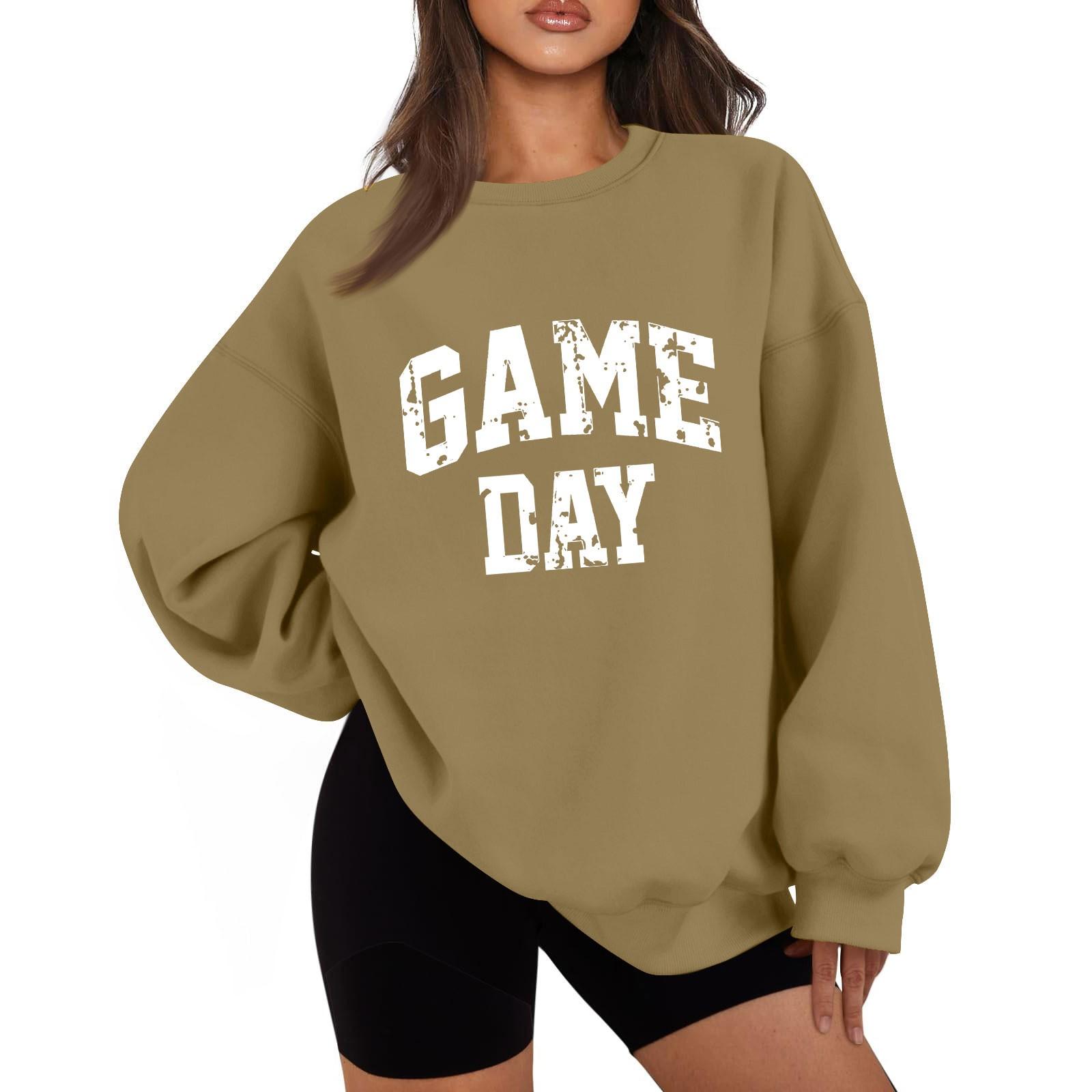 

Женская повседневная мода с длинным рукавом и принтом, с круглым вырезом, свободная толстовка XL коричневый