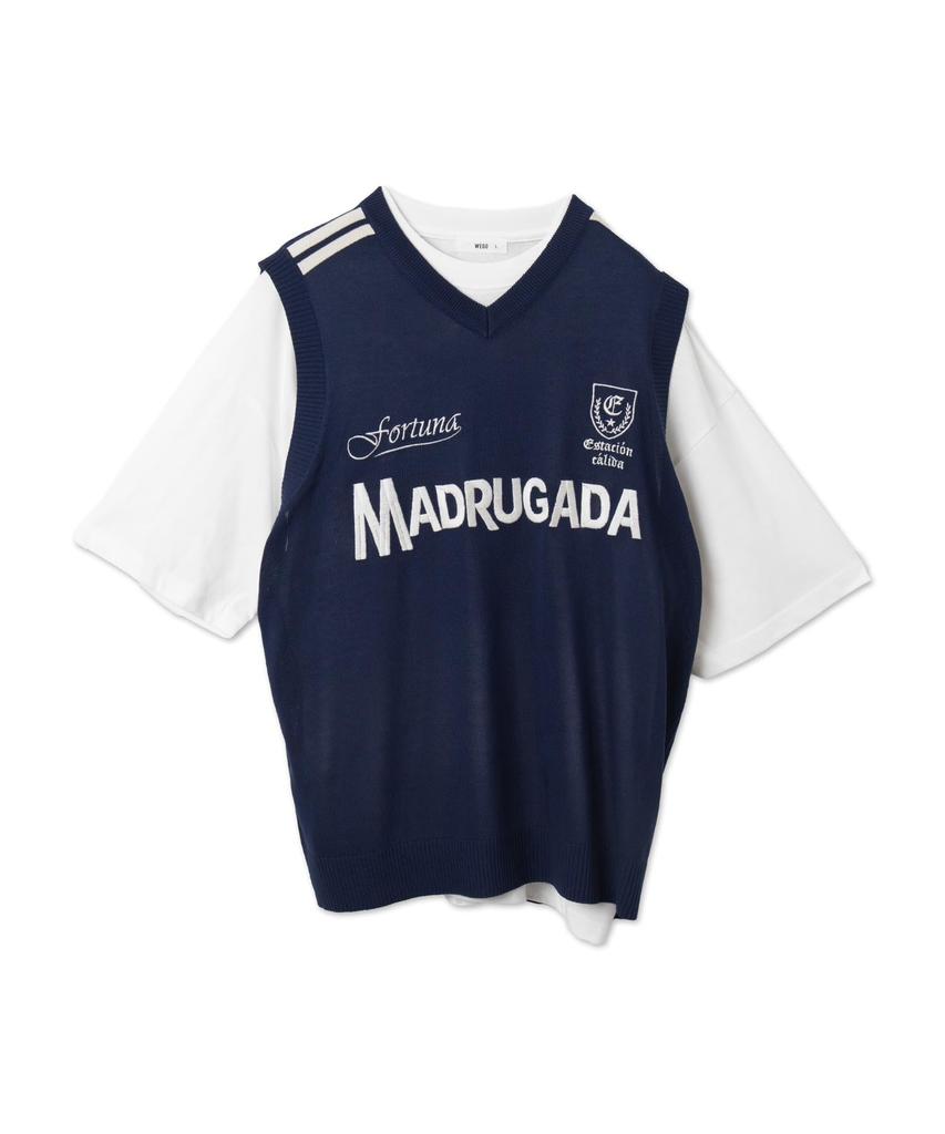 knit ensemble set with inner summer fall navy [WEGO] 2-piece short-sleeve T-shirt, clothing, clothing, clothing, tops, streetwear, sports, gift,