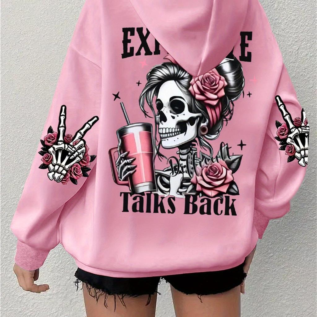 Europe and the United States popular autumn and winter large size sweatshirt printed skull hoodie long sleeve hooded European size sweater
