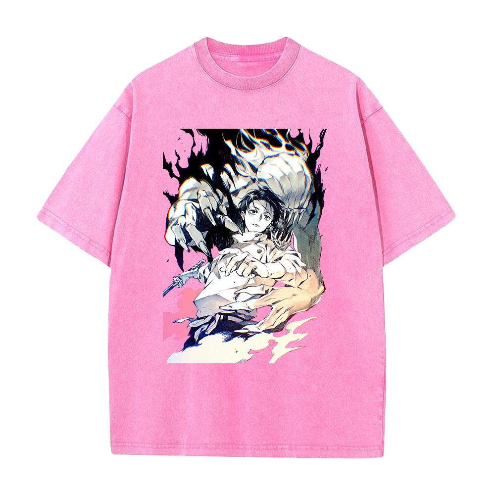 Okkotsu Yuta Orimoto Rika Printed Tee Anime Jujutsu Kaisen Tshirt Men Women Retro Washed T-shirts Harajuku Casual Cotton T Shirt