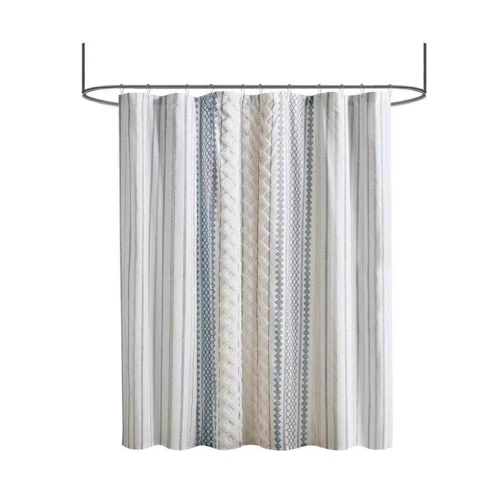 Striped Tribal Pattern Shower Curtain Machine Washable All Season Waterproof Privacy Protection Boho Design Eleganthooksincluded