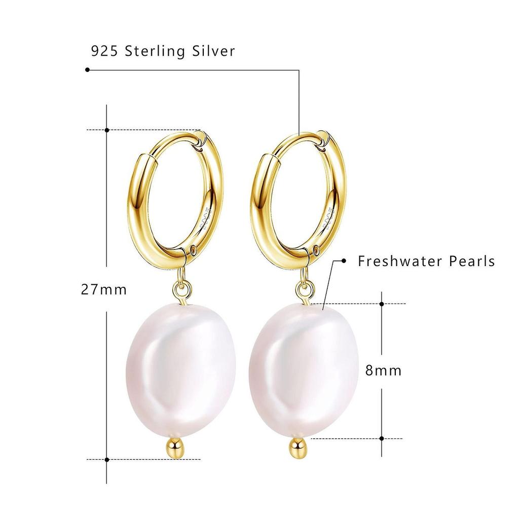 Pearl Hoop Earrings For Women 925 Sterling Silver Freshwater Cultured Pearl Drop Dangle Earring Jewe