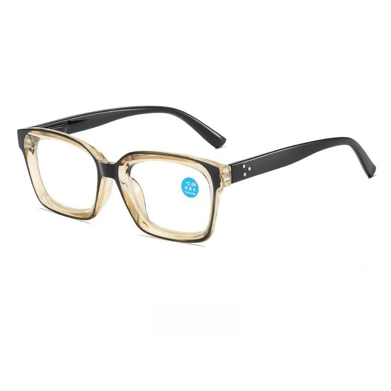 Retro Large Frame Presbyopia Glasses Fashion Square Frame Spring Legs HD Anti-blue Light Reading Glasses for Men Women