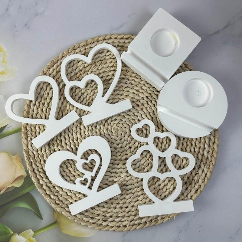 Heart Candlestick Molds Love Heart Candle Holder Molds with Base for DIY Craft Tealight Candle Holder Room Decorations