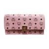 Aren Visetos Goldfarbene Metallbeschläge Kunstleder Schultertasche Umhängetasche Geldbörse Groß Damen Geldbörse Rosa MYLFATA01PZ001