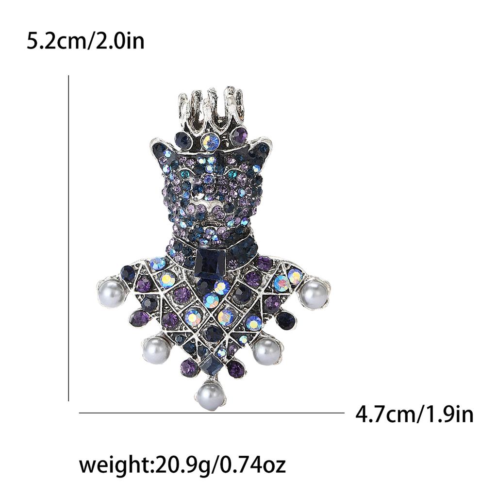 Rhinestone Tiger Head Brooches for Women Unisex Pearl Bear Pins Wolf Lapel Pins Banquet Party Backpack Gifts Jewelry Accessories