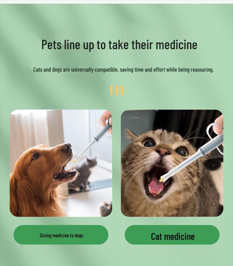 Pet Medicine Feeder: Cat & Dog Syringe Press-Type Liquid or Capsule Dispenser