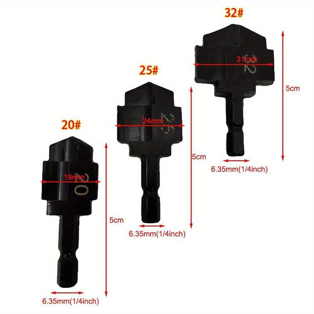 3Pcs Water Pipe Expansion PPR Lifting Stepped Drill Bit Hexagon Shank For Plumber Repairing Step Drill 20/25/32mm 6.35mm