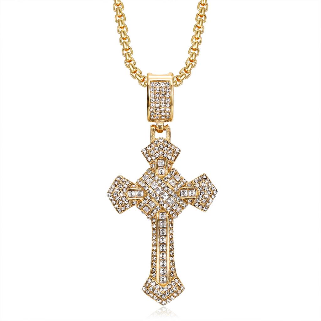 2026 Jewelry Fashion Trend Inlaid Zircon Cross Pendant Necklace for Men's Exquisite Jewelry Necklace