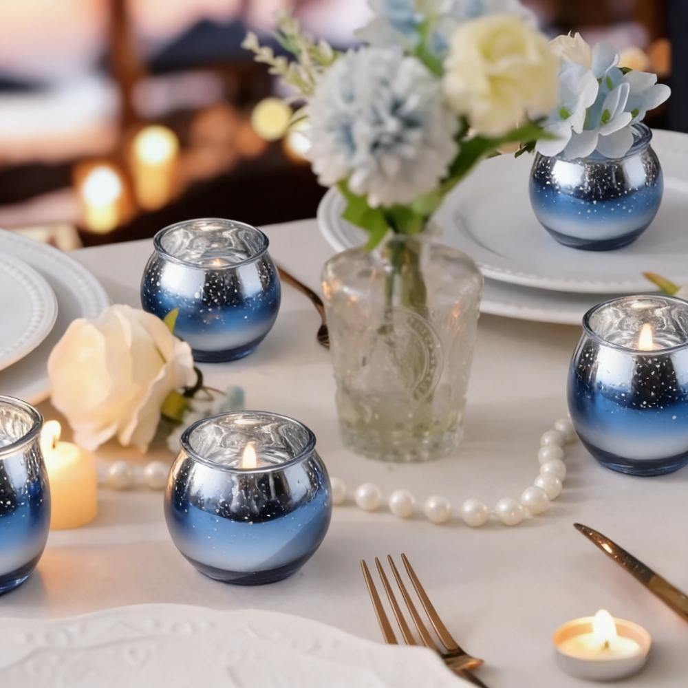 6/12Pcs Mercury Votive Tealight Glass Candle Holder Wishing Candlestick Birthday Party Home Wedding Table Centerpiece Decoration