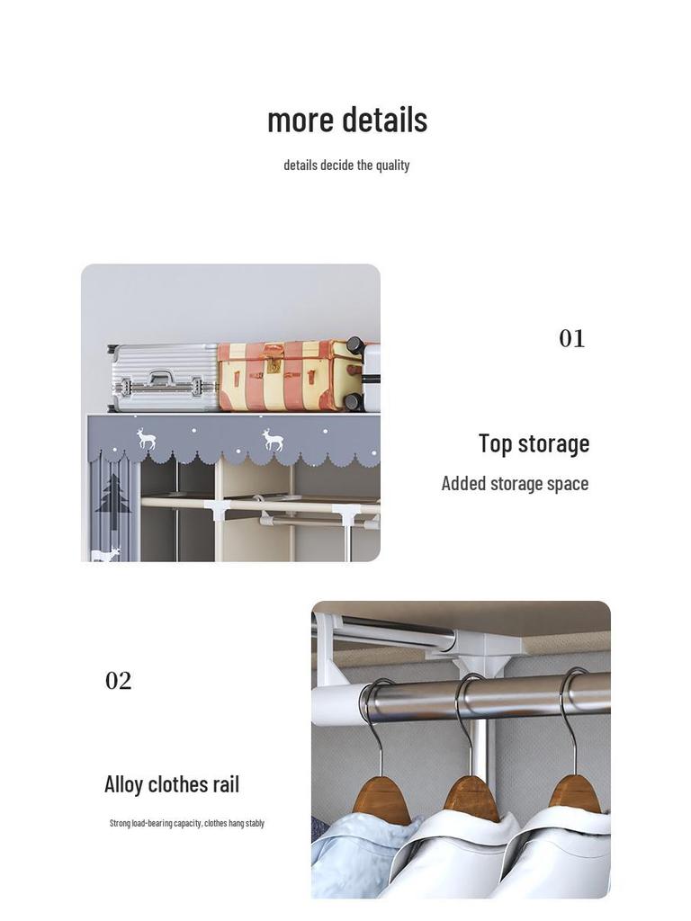 Wardrobe with Dustproof Drawers - Ideal for Rental Rooms