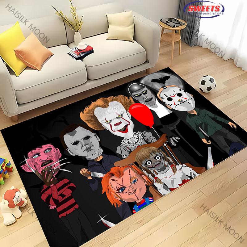 3D Halloween Horror Thriller Theme Carpet Living Room Bedroom Sofa Large Area Decorative Mat Soft Non-slip Four Seasons Rug Gift