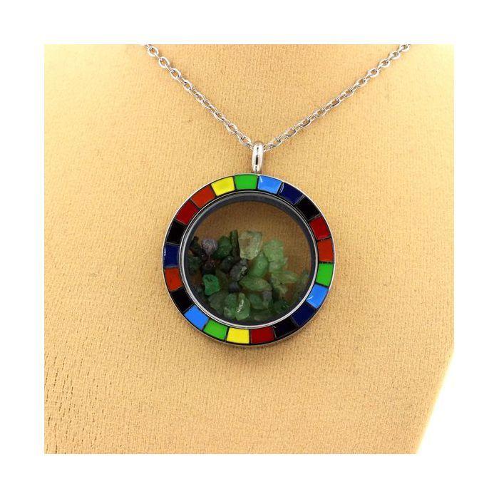 Stones and Minerals. Raw Tsavorite Garnet Necklace. Rainbow Model.