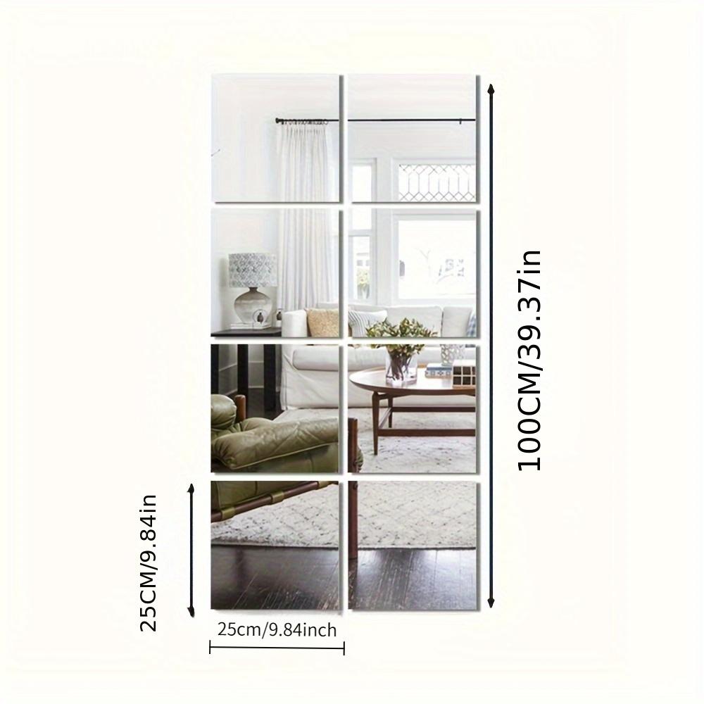 

8 шт. Классическая квадратная настенная зеркальная плитка, 25 см x 25 см, Легкая установка на клейкой основе 25cmx25cm-8PCS серебряный