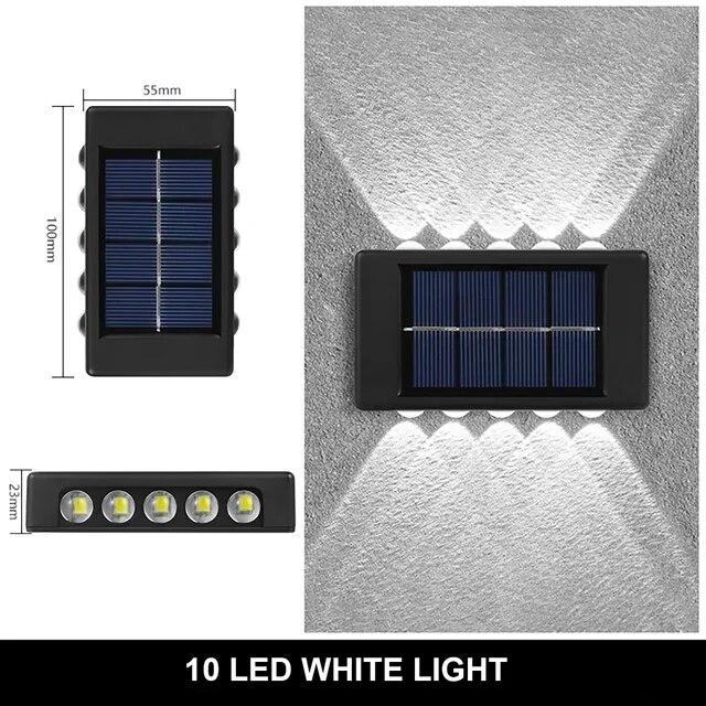 2PCS solární nástěnná lampa Venkovní vodotěsné nahoru a dolů světelné osvětlení pro dekoraci zahradního plotu Sluneční světlo