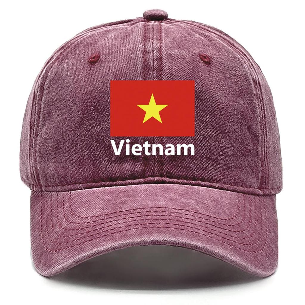 Flag of Vietnam Print Snapback Baseball Hat, Patriotic Dad Hat Hip Hop Adjustable Strap Sporting Raw Brim Adjustable Baseball Cap