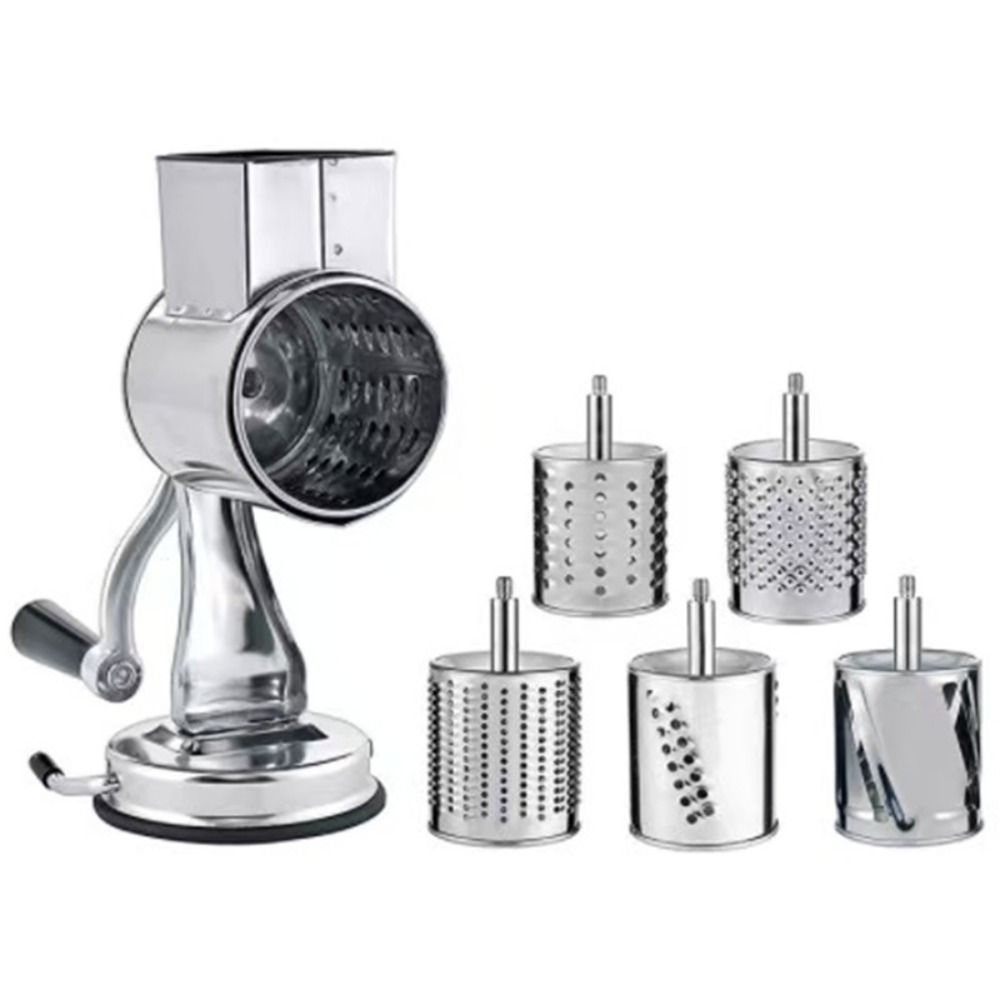 Suction Base Rotary Grater Silver Cheese Shredder Sturdy Food Chopper  Potato Carrot Cutting