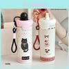Thermos Acciaio Inossidabile Moderno Semplificato Stampa Animalier Gattino Con Tappo Bloccabile Per Uso Ufficio