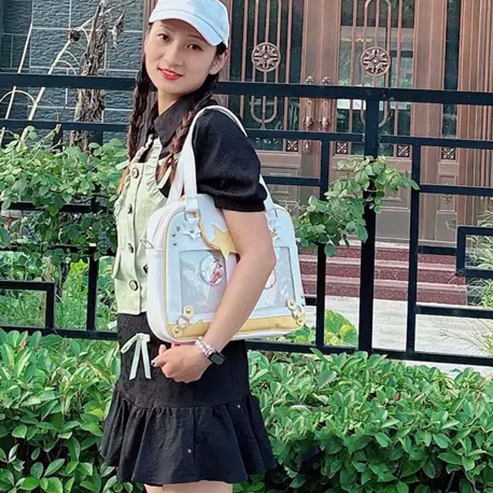 PU-Leder Goth Transparente Tasche PVC Y2K Anime Displaytasche Umhänge-Ita-Tasche Täglich