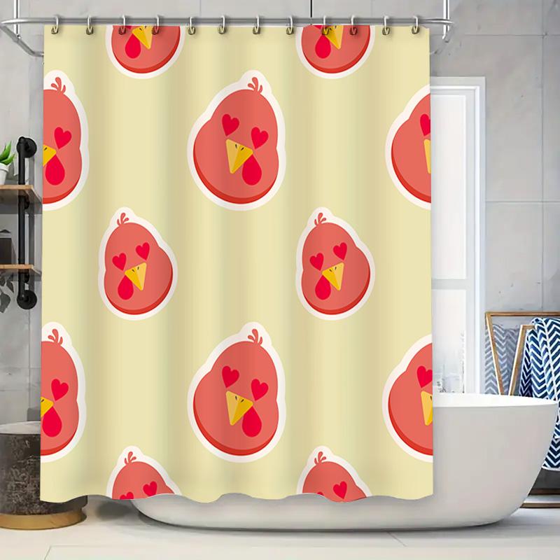 

Love Birds Shower Curtain Romantic Animal Print Decor For Bathrooms Set With 12 Hooks (Yellow) W60H190(CM)-1 Pcs
