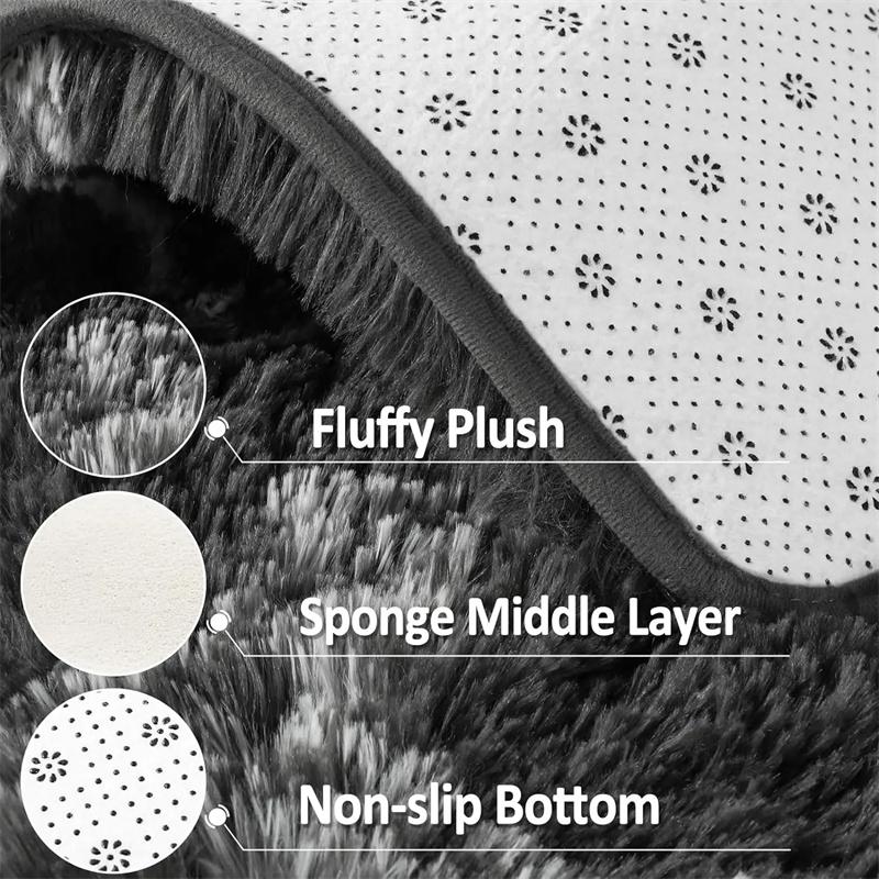 Tie-Dye Plysjteppe Fluffy Soveromsteppe Teppe Shaggy Fuzzy Tepper for Soverom, Mykt Teppe for Barnerom, Plysj Barneromsteppe Romdekor