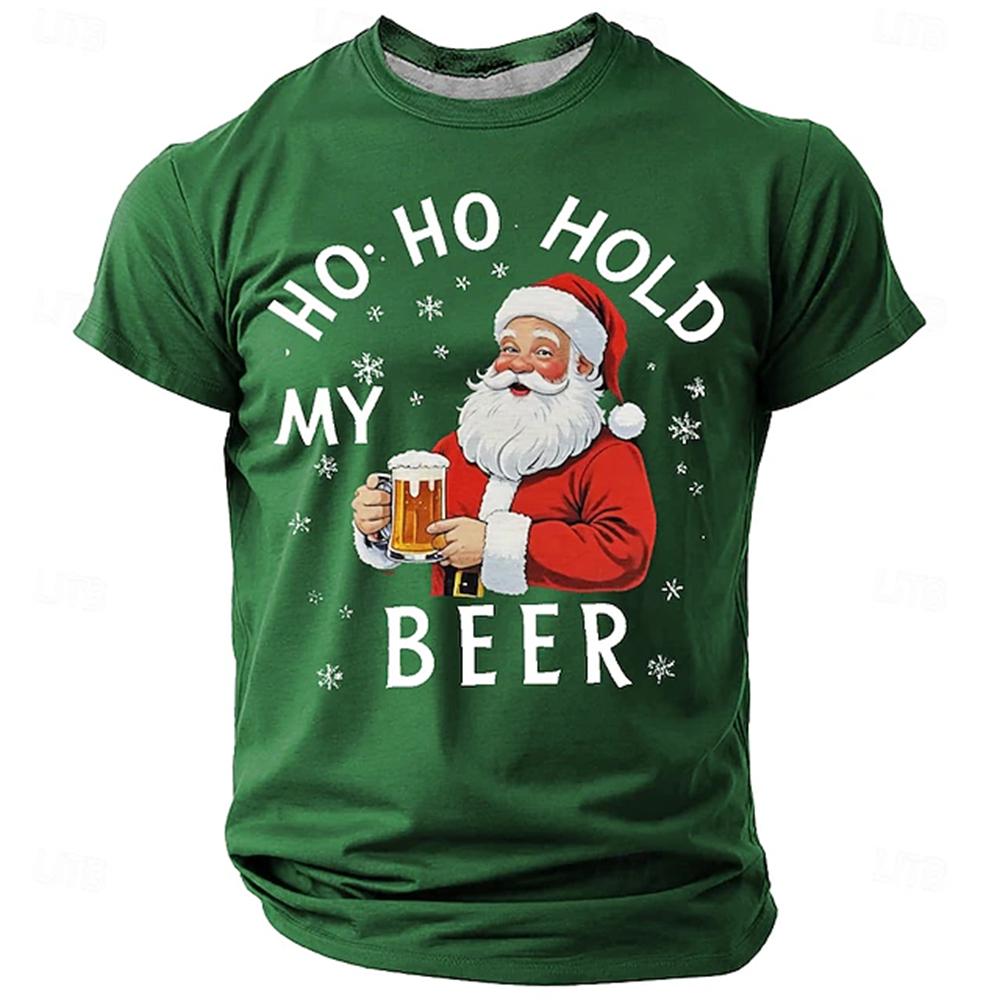 Simple Fashion Letter Print Unisexs Shortsleeve TShirt Casual HO HO HOLD MY BEER T Shirt Daily Street Unisex Unisex Santa Graphic Top