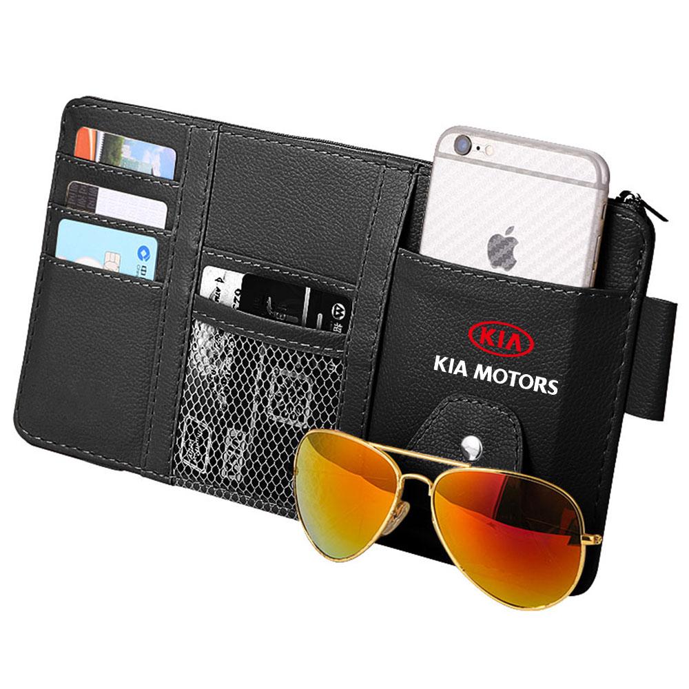 Car Sun Visor Organizer Glasses Clip Pocket Card Storage For KIA Sportage Ceed Sorento Cerato Optima Picanto Rio Soul k5 StonicYJ1