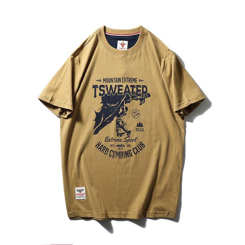 Trade Export to Domestic Sales American Retro Printed Pure Cotton Trendy Brand Short-Sleeved T-Shirt Men's Summer Base Layer Men's Clothing T-Shirt
