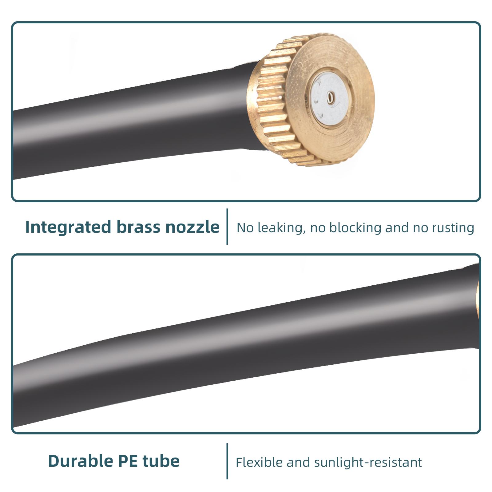 

Standing Misters for Outside Patio, Portable Misting Cooling System with 4 Brass Spray Nozzles 26Ft (8M) Misting Line with Riser Tube