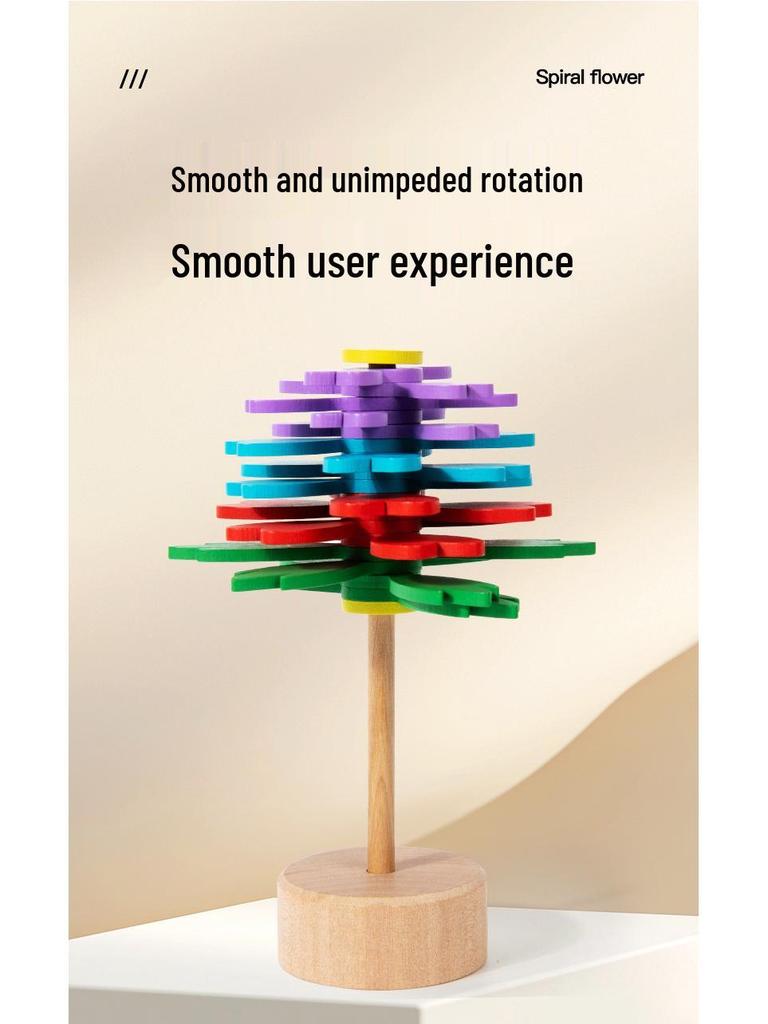Creative Wooden Rotating Flower Decompression Toy