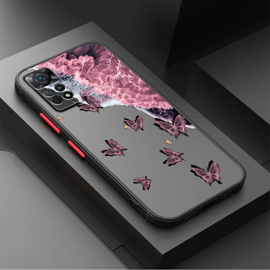 Funda Back Phone Cover Case for Xiaomi Redmi Note 14 A4 13 Pro Plus 9S 12 10 13C 14C 11 Creative Pink Sea Butterfly