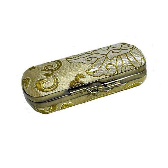 Vintage Brocade Embroidered Lipstick Case with Mirror