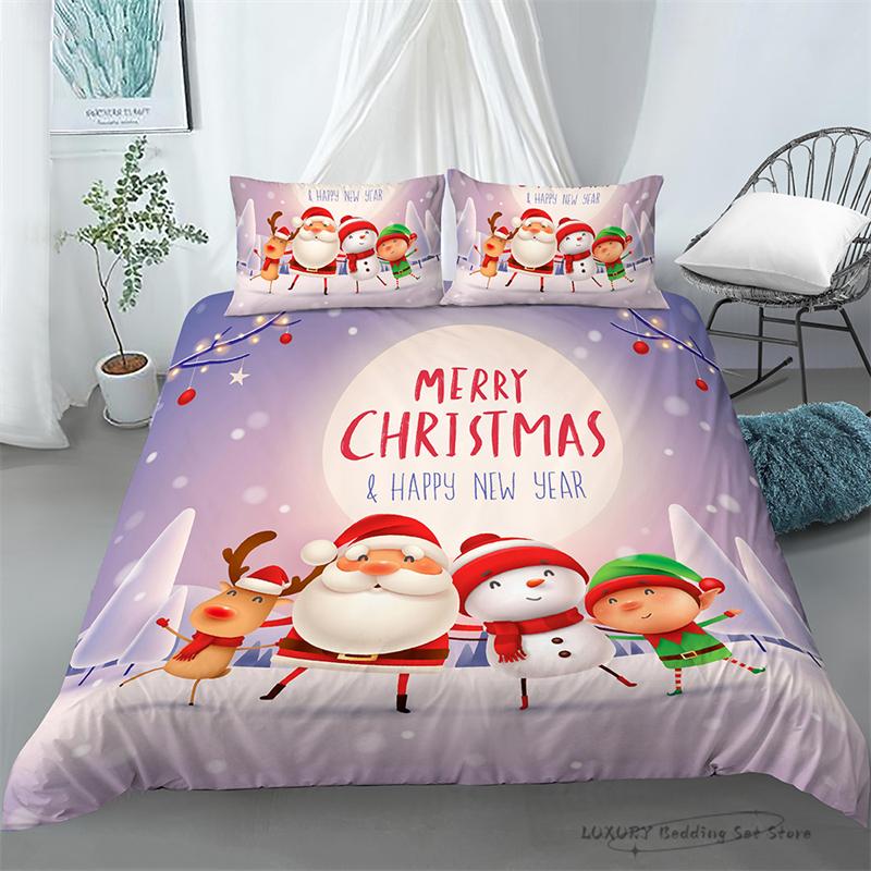 3 Pc Duvet Cover Christmas Moon Penguin Bedding Set for Kids and Adults Microfiber Single Double Queen 220x240 Room Decor Gift