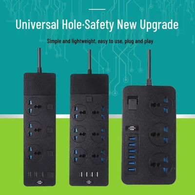 Multinational Power Strip: UK, EU, US Sockets with USB Converter & HK Plug Extension Cord