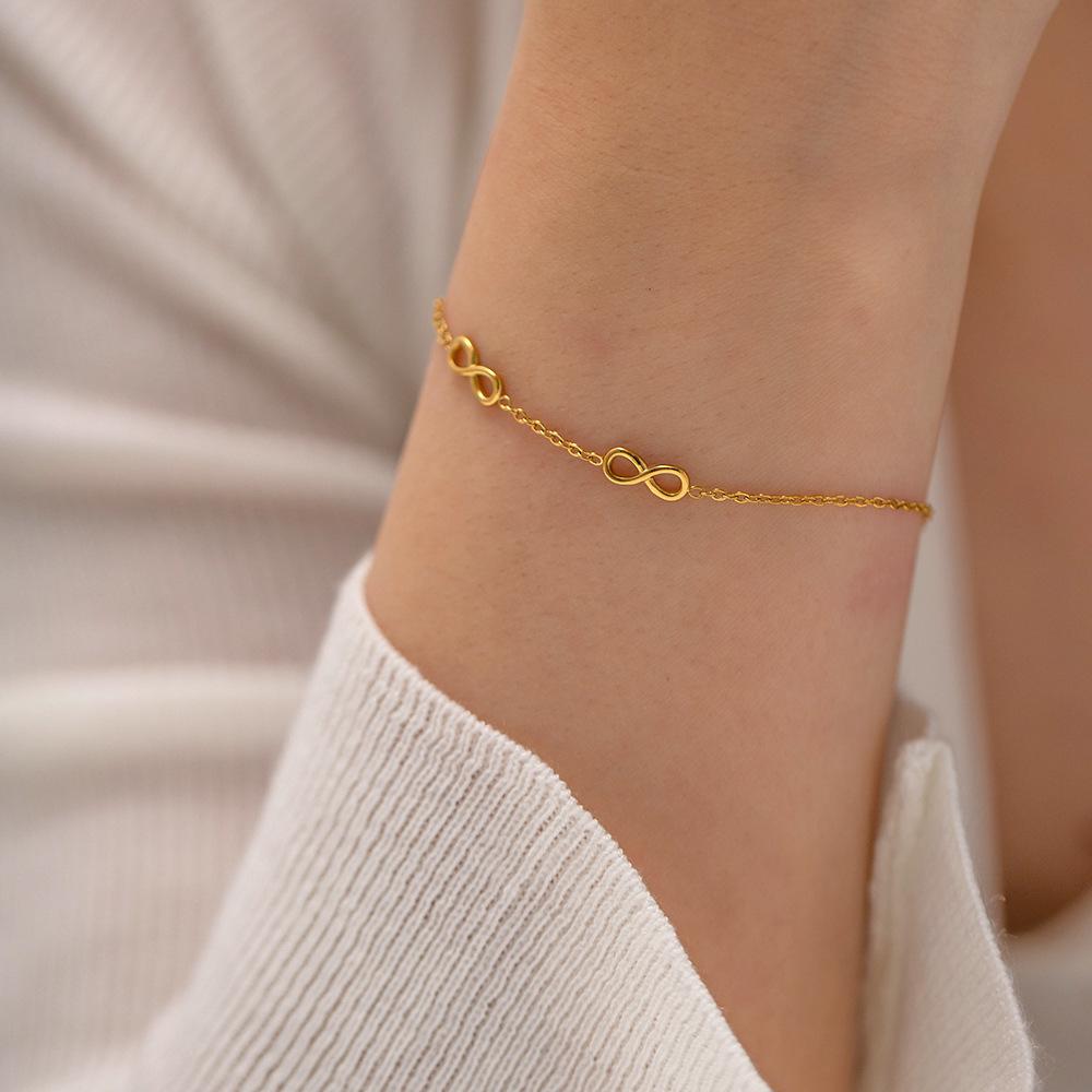 18K Gold Plated Infinity Symbol Bracelet - Fashionable Fine Stainless Steel Jewelry