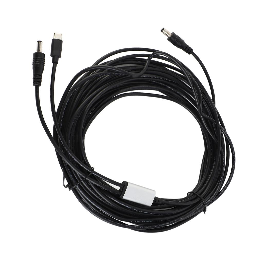 DC-Stromkabel 32,8 Fuß Länge Stecker auf Stecker und USB C Wasserdichtes DC-Netzteil Verlängerungskabel für