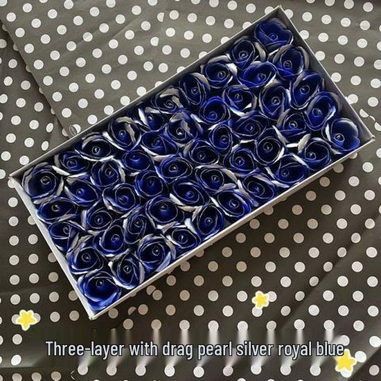 Eisblaue dreilagige Rosen-Seifenblume mit Basisstütze - DIY handgefertigte florale Materialien